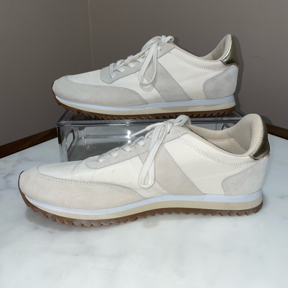 J. Crew Women's Shoes Sneakers Trainers Cream with Gold Accents - Picture 2 of 5